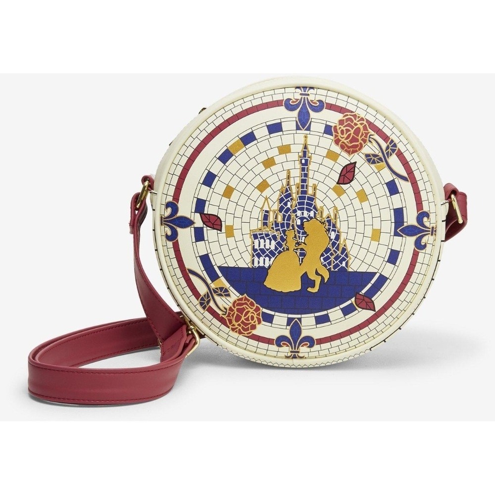 Loungefly Disney Beauty And The Beast Belle Mosaic Enchanted Rose Crossbody Bag